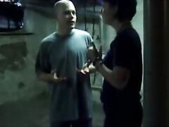 a rough guy fucking hard a girl while holding her tight against his dick.