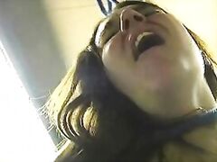 a hot wive giving a blowjob in a forced family porn movie.